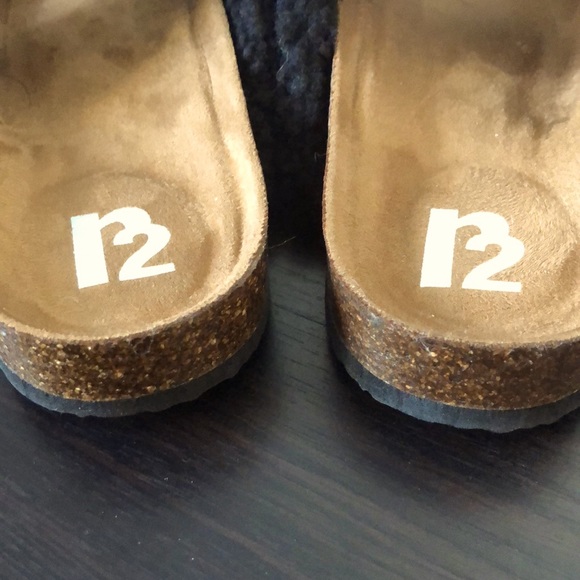 NEW R2 Bernette Black Fuzzy “Birkenstock” Style Cork Sandals Womens Size 10 - Picture 4 of 5